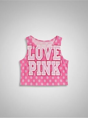 (Bundle of 2) Love Pink Polka Dot Crop Tank Top - Pink